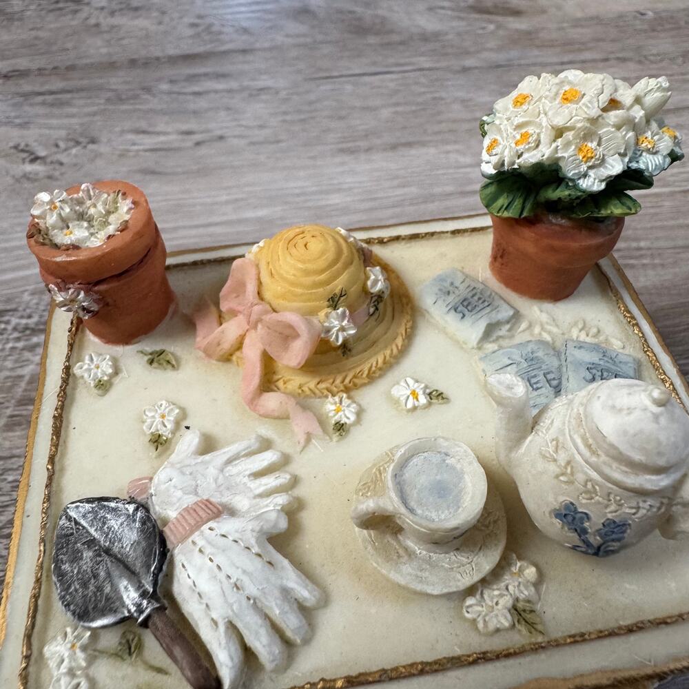 Vintage Dezine Miniature Tea Party Trinket Box Floral Cottagecore Decor - Picture 3 of 9